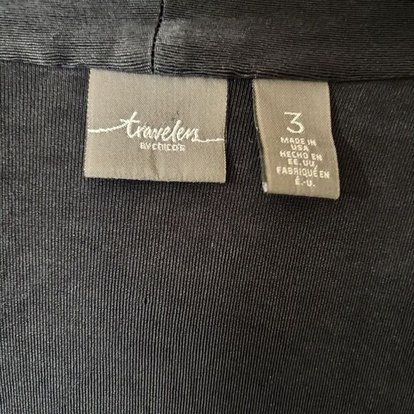 Chicos Travelers Cardigan Womens XL 3 Blue Open Slinky Asymmetrical Open Sweater - Picture 7 of 9